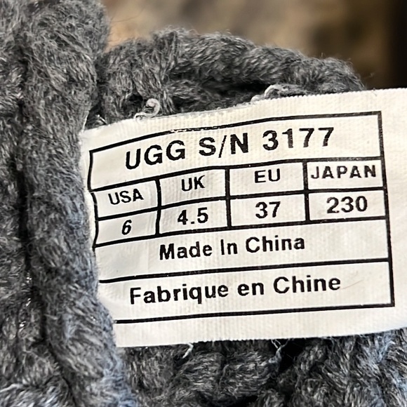 UGG Tularosa Grey SZ 6 Sweater Cable Knit Boots - Picture 7 of 7